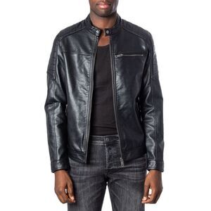 Jack Jones Black Artificial Leather Leather Men's Jacket
